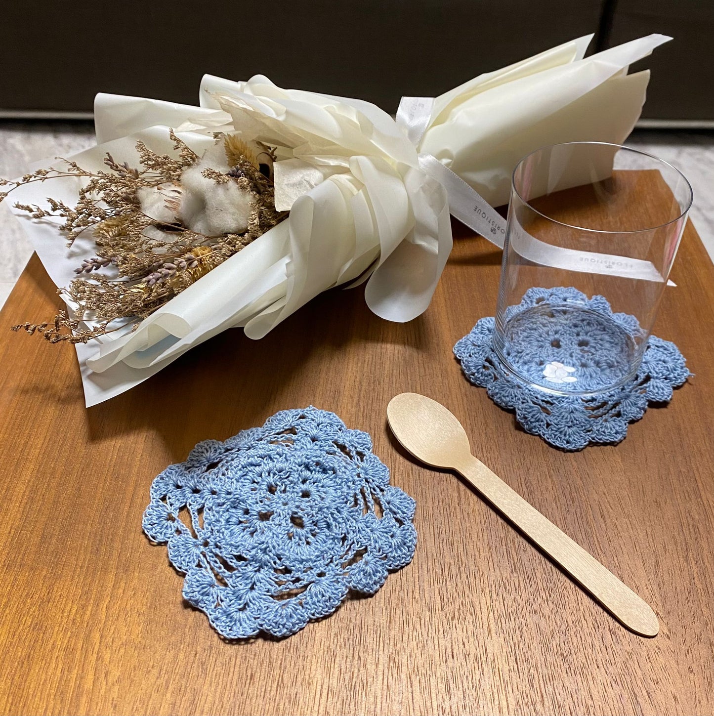 Crochet Coasters (Set of 4) - Sky Blue